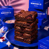 Gluten-free, vegan jam-filled brownies