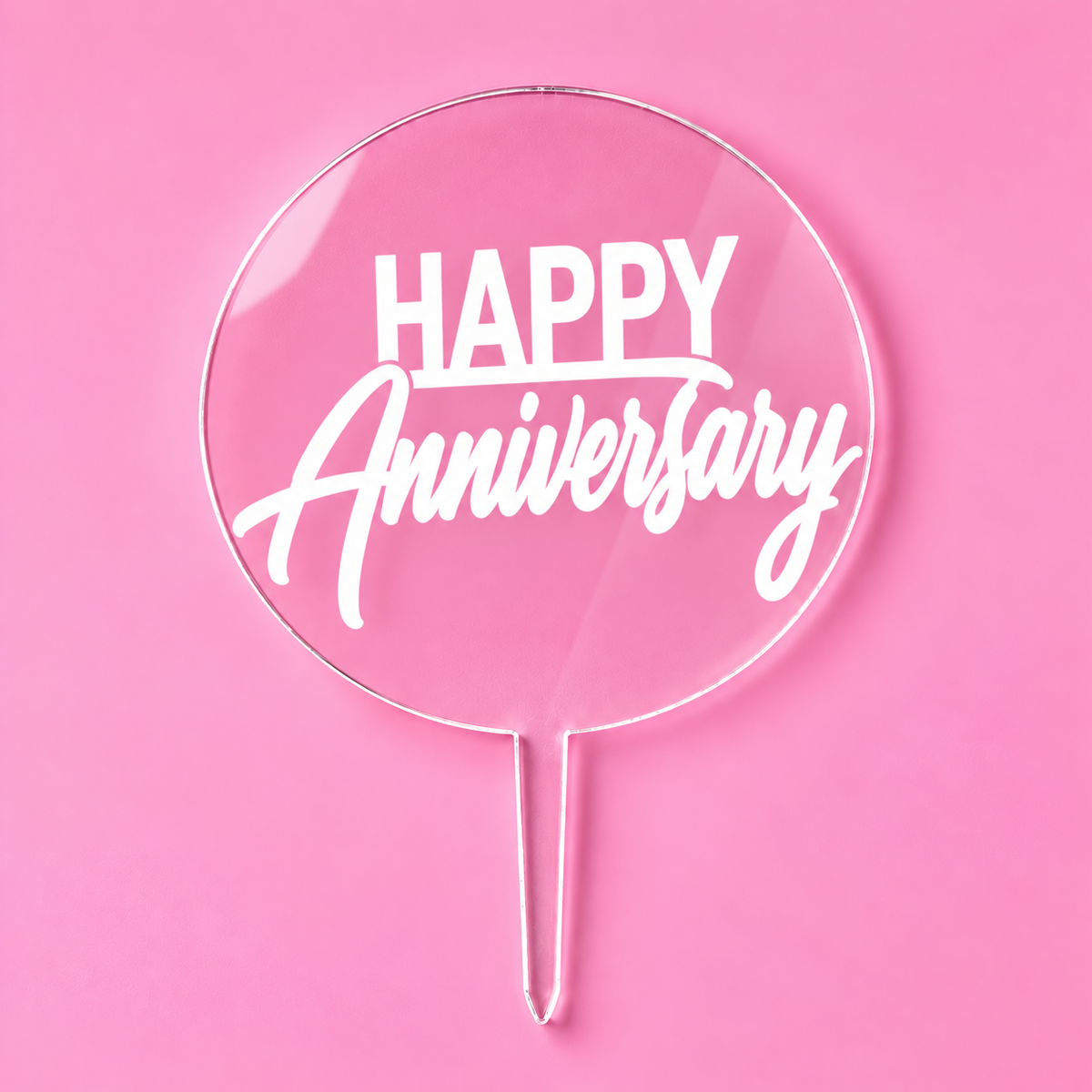 Clear acrylic Happy Anniversary doughnut topper